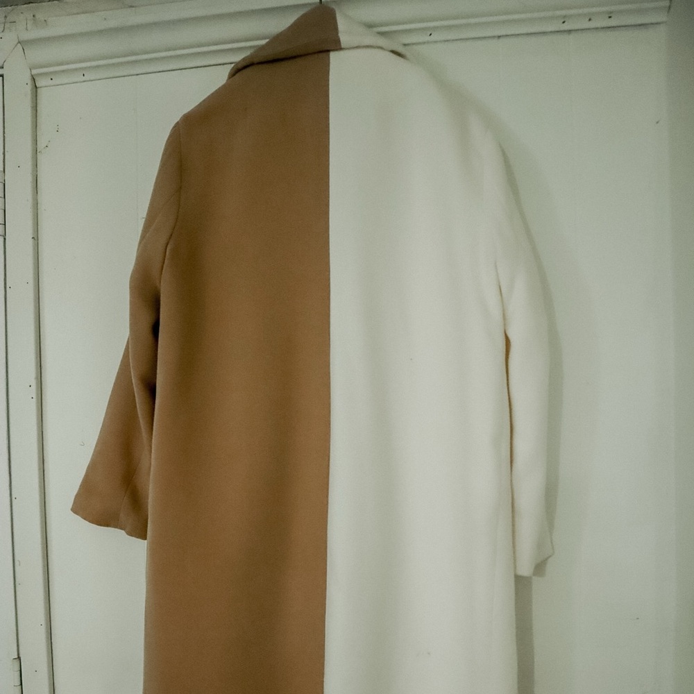 Steve Madden Two-Tone Cream and Brown Trench Coat - Picture 3 of 3